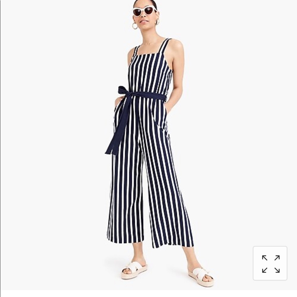 Jcrew tie-waist striped jumpsuit